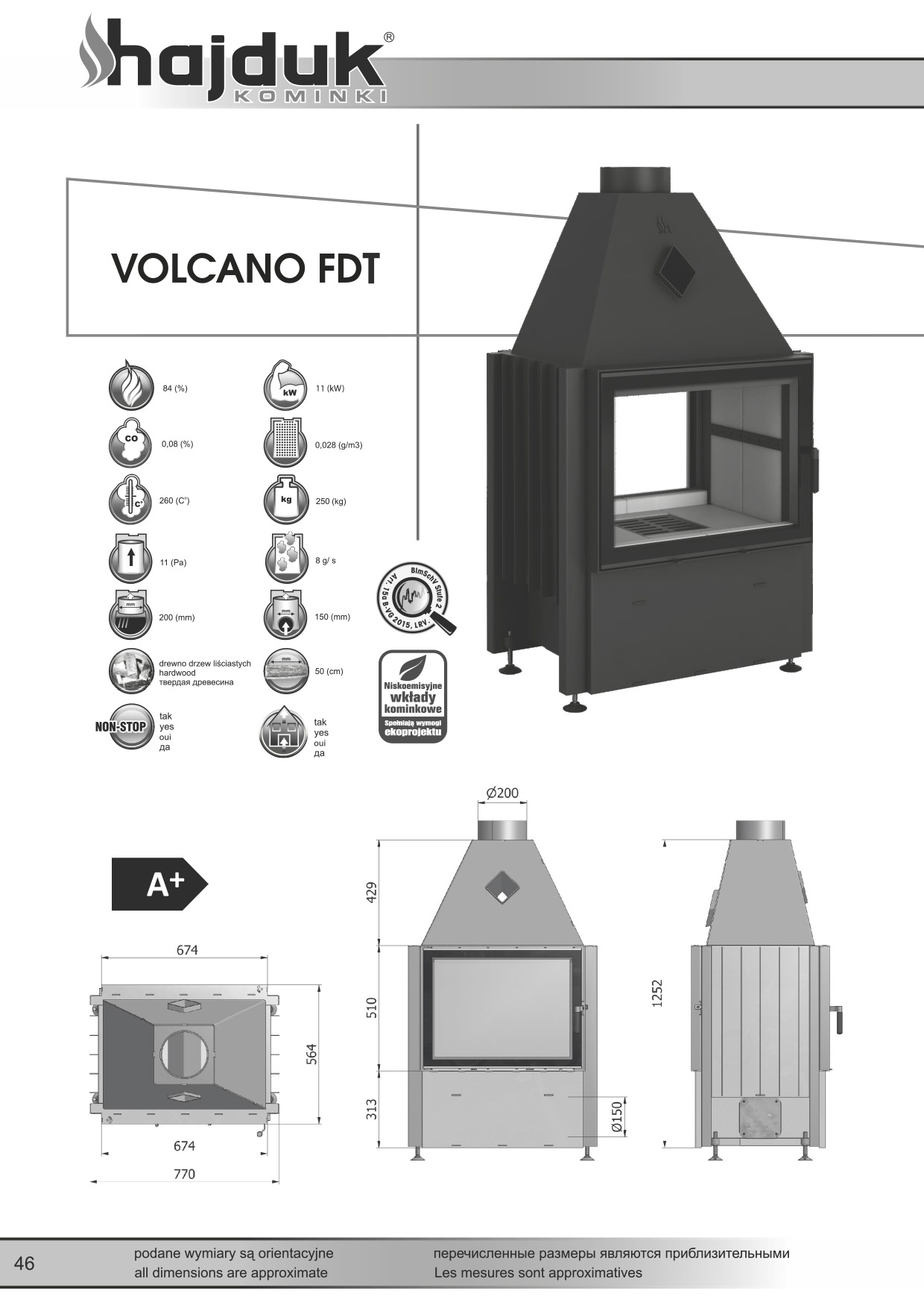 Volcano%20FDT%20 %20karta%20techniczna - Wkład kominkowy Hajduk Volcano FDT - drzwiczki bezramowe