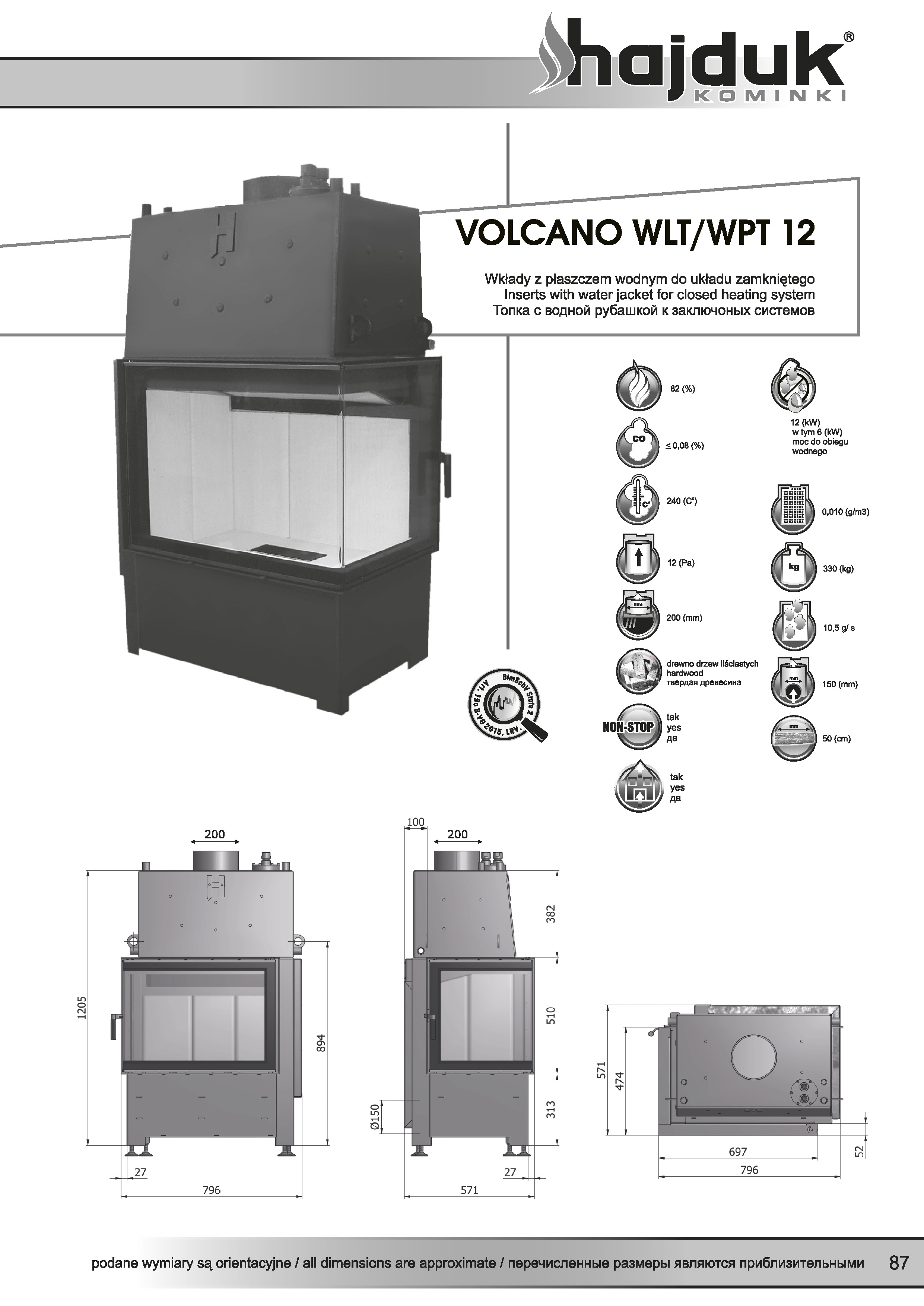 Volcano%20WLT%20WPT%20 %2012%20 %20karta%20techniczna - Wkład kominkowy Hajduk  Volcano WPT 12