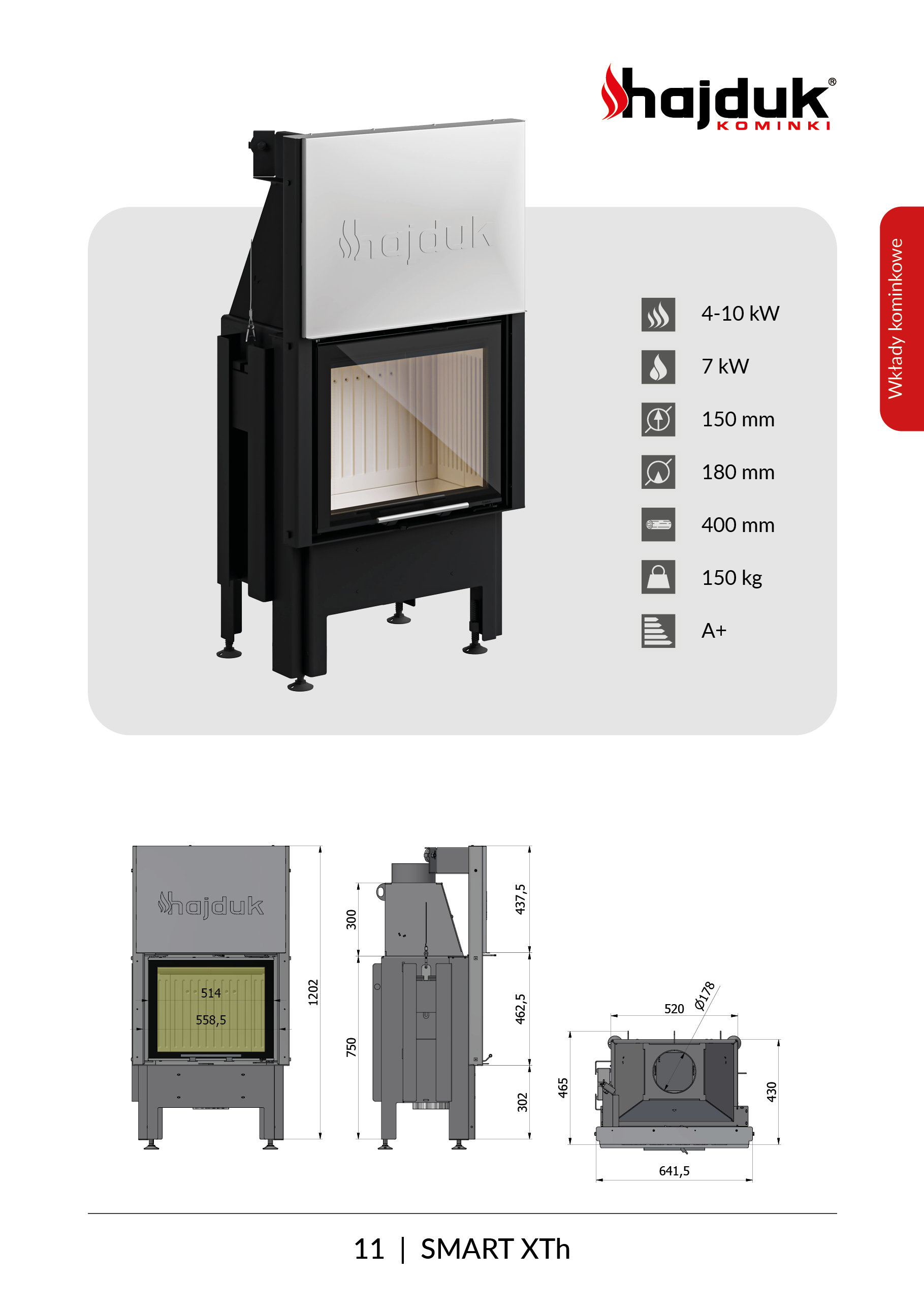 Smart%20XTh%20karta%20techniczna - Hajduk Smart XTH fireplace insert